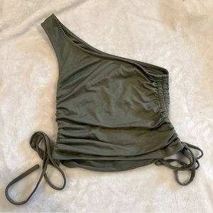 one shoulder ruched top